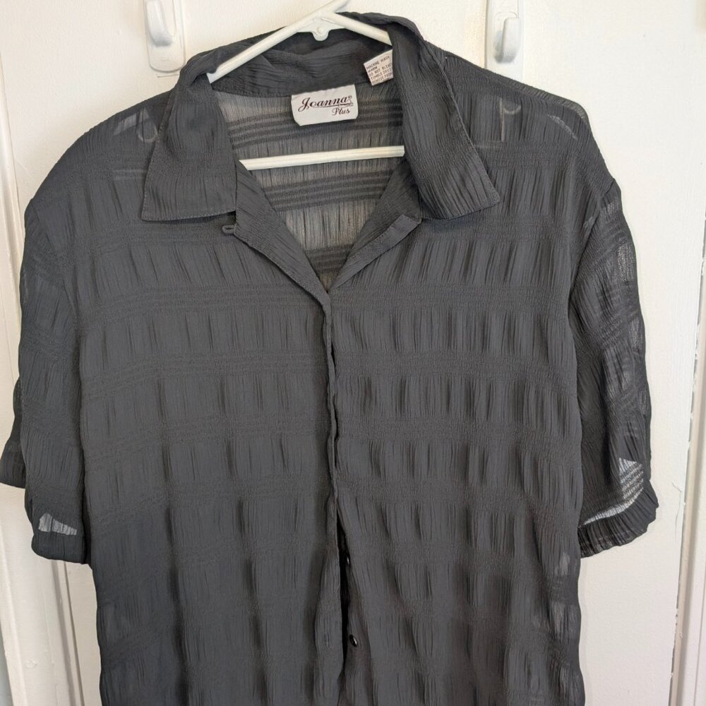 Joanna Plus Women’s Button Up Blouse Black Size 2X